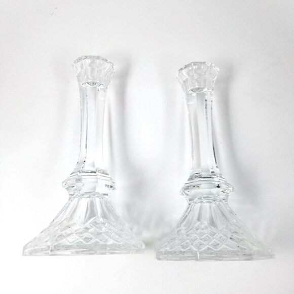 Wedding Centerpiece Candle Lite Candlestick Crystal Clear Glass 7.5" USA Lot 2 - Picture 5 of 6